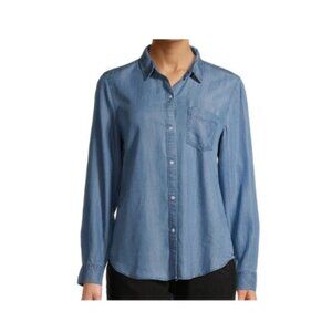 New: Women's Long Sleeve Button Front Chambray/Denim Shirt (Sz XL)